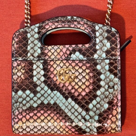 GUCCI Double G Python Marmont Top Handle Card Case wallet Crossbody evening bag - Picture 13 of 13